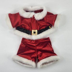 Build A Bear Santa Claus Suit Outfit Red Top Pants 2 piece Christmas BABW